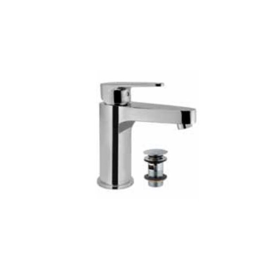 Vignette Prime Single Lever Basin Mixer with 375mm Long Braided Hoses and Click Clack Basin Waste, Slotted (Ald-729), Hp 1.0