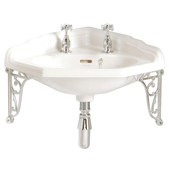 Heritage Dorchester White Wall Mounted Corner Basin Choice of Brackets