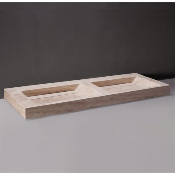 Forzalaqua Bellezza Doppio Natural Stone Basin Travertine
