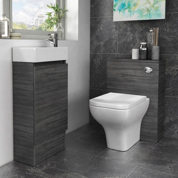 Hacienda 400 Floor Unit w Basin & Back to Wall Toilet, Cloakroom Suite