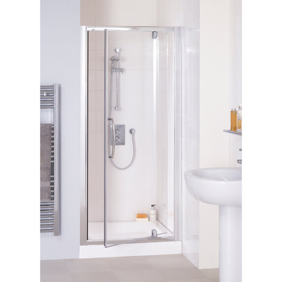 700 x 1850 - Semi Framed Pivot Shower Enclosure - Silver, Side Panel, Optional Tray