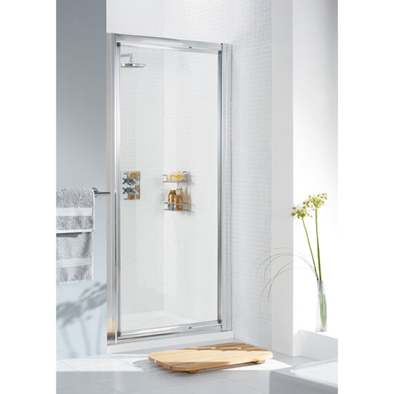 1000 x 1850 - Framed Pivot Shower Enclosure - Silver, Side Panel, Optional Tray