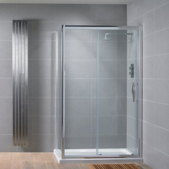 Various Sizes - Slider Shower Door - Optional Side Panel, 8mm Glass, Easy Clean, Venturi 8