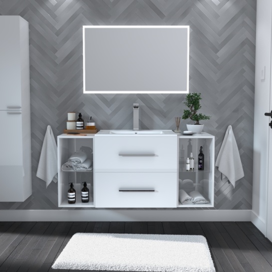 White wall hung 2 drawer vanity unit White wall hung 2 drawer vanity unit