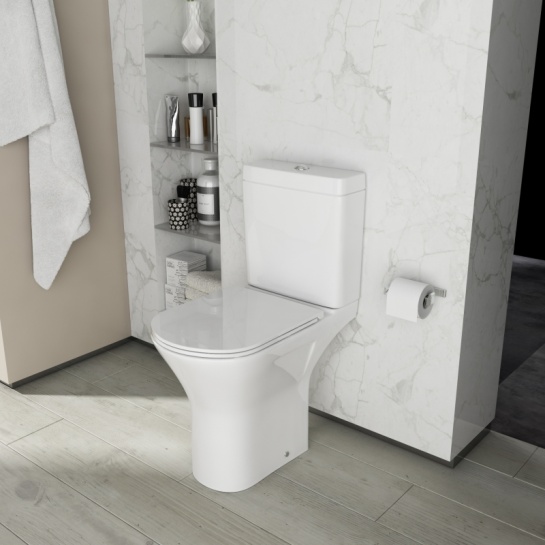 Amore Open Back Close Coupled Toilet Angled Room Scene Angled View for Amore Open Back Close Coupled Toilet