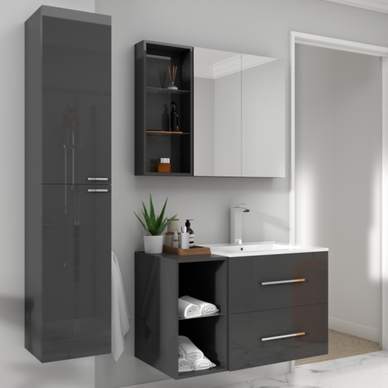 Acrylic grey wall hung vanity unit Wall hung grey bathroom vanity unit and basin