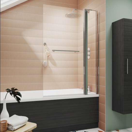 Square Bath Screen with Fixed Panel & Rail Square Bath Screen with Fixed Panel & Rail