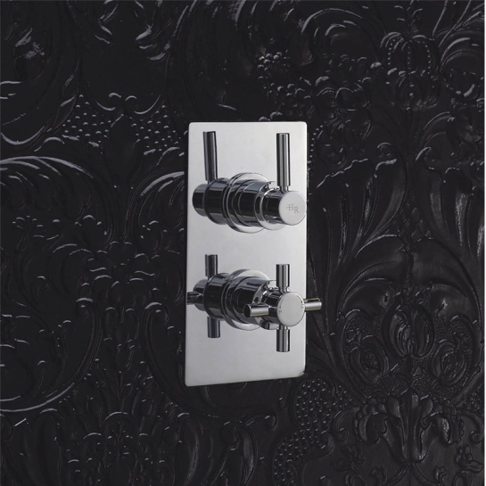 Chrome Tec Pura Thermo Twin Valve with Diverter Chrome Tec Pura Thermo Twin Valve with Diverter