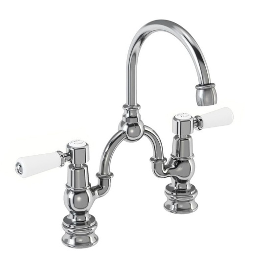 Kensington Two tap hole arch mixer with curved spout (200mm centres) Kensington Two tap hole arch mixer with curved spout (200mm centres)