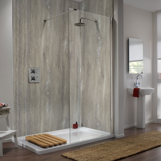 IDS Showerwall Silver Travertine IDS Showerwall Silver Travertine