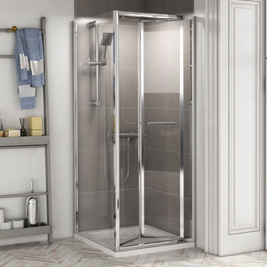 Radiant Deluxe Bifold 800mm Shower Enclosure: Optional Tray and Side Panel, 1900mm Height Extra Product Image For Radiant Reduced Height Bifold 1