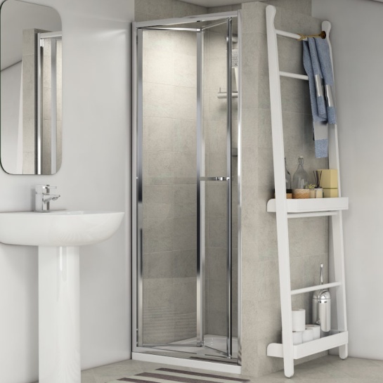 Radiant Deluxe Bifold 900mm Shower Enclosure: Optional Tray and Side Panel, 1900mm Height Extra Product Image For Radiant Reduced Height Shower Door Bifold 1