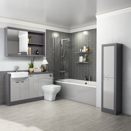 GROVE STRAIGHT BATH SUITE PLATINUM GREY FULL 1500 LARGE, PLATINUM, GREY, BATHROOM SUITE