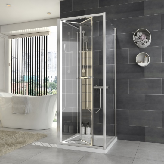 chrome three sided shower cubicle reduced height 1750