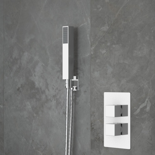 Ribble Square Chrome Shower Handset Kit with Bracket Ribble Square Chrome Shower Handset Kit with Bracket