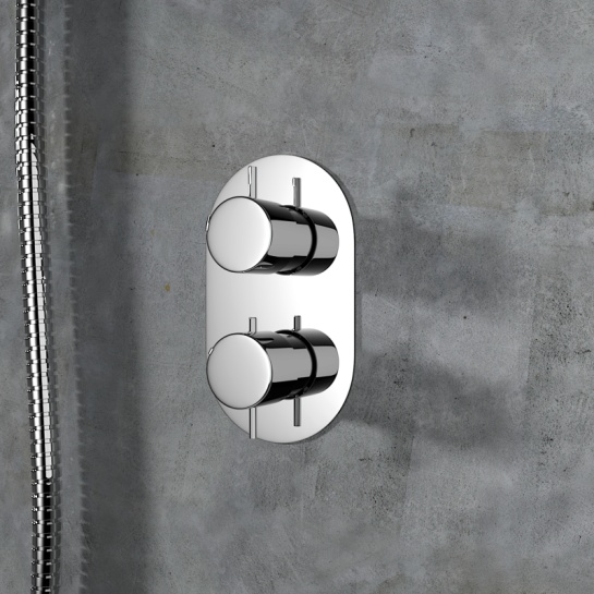 Tweed Round Chrome Thermostatic Shower Valve Dual Tweed Round Chrome Thermostatic Shower Valve Dual