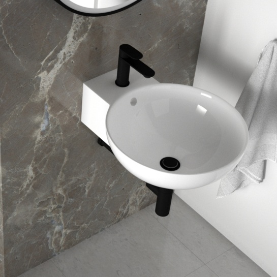 Tesla Round Wash Basin with Black Tap Tesla Round Wash Basin with Black Tap
