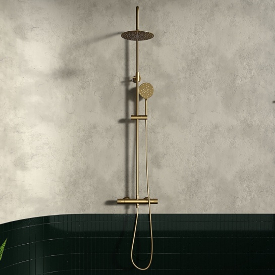 Petteril Gold Round Shower Rail Kit Petteril Gold Round Shower Rail Kit