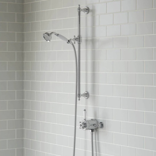 Traditional BTL Shower Riser with Thermostatic Mixer Valve Lifestyle Product Image for Traditional Shower Handset Kit with Thermostatic Mixer