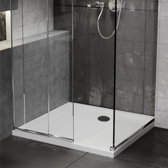 Stone Resin Square Tray 700 x 700 with Optional Black Waste Stone Resin Square Tray 700 x 700 with Optional Black Waste