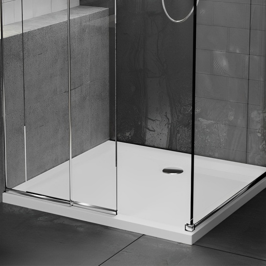 Stone Resin Square Easy Plumb Tray 900 x 900 with Optional Chrome Waste Stone Resin Square Easy Plumb Tray 900 x 900 with Optional Chrome Waste