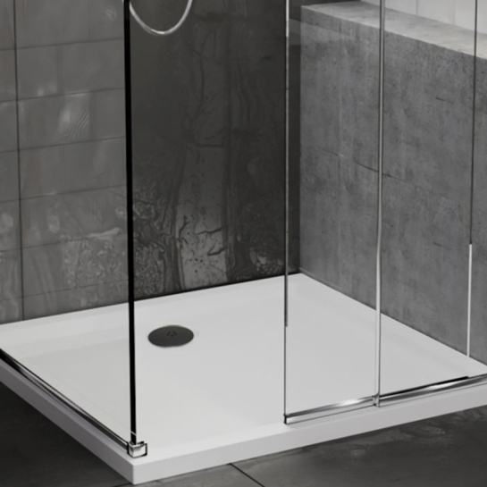 Stone Resin Square Easy Plumb Tray 900 x 900 with Optional Black Waste Stone Resin Square Easy Plumb Tray 900 x 900 with Optional Black Waste