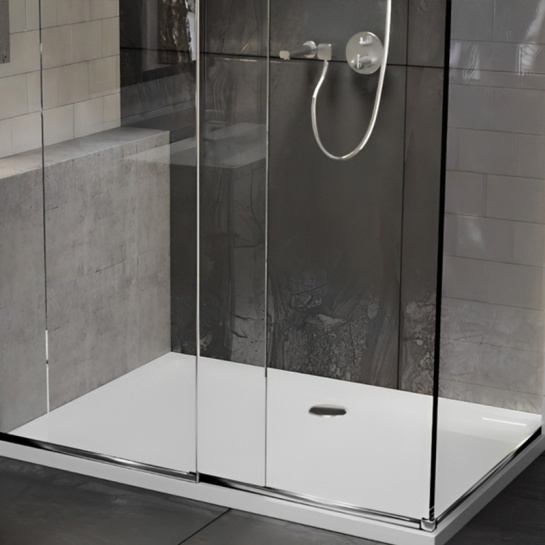Stone Resin Rectangular Easy Plumb Tray 800, 900 with Optional Chrome Waste Stone Resin Rectangular Easy Plumb Tray 800, 900 with Optional Chrome Waste