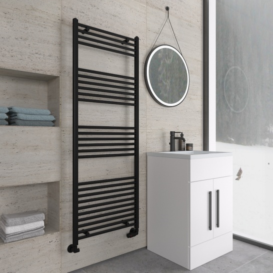 Wingrave Matt Black Towel Rail Product Image for Black Radiator Wingrave All Sizes from 600 to 1800