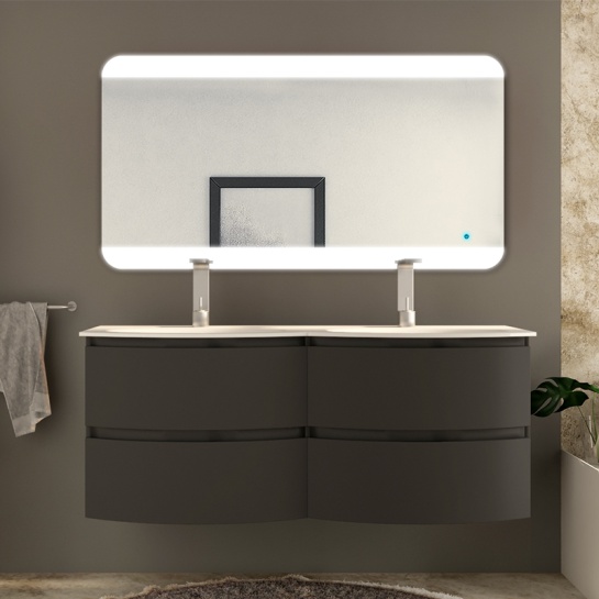 baden haus vague 1400 graphite double vanity unit: 4 drawers, handleless baden haus vague 1400 graphite double vanity unit: 4 drawers, handleless