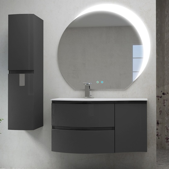 baden haus vague 1030 anthracite vanity unit: left hand basin, 2 drawers, handleless baden haus vague 1030 anthracite vanity unit: left hand basin, 2 drawers, handleless