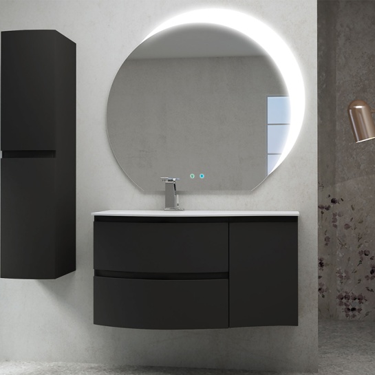baden haus vague 1030 graphite vanity unit: left hand basin, 2 drawers, handleless baden haus vague 1030 graphite vanity unit: left hand basin, 2 drawers, handleless