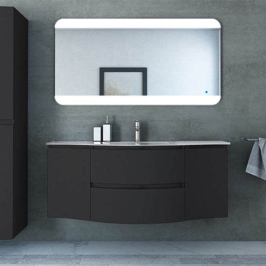 baden haus vague 1400 graphite vanity unit: central basin, handleless baden haus vague 1400 graphite vanity unit: central basin, handleless