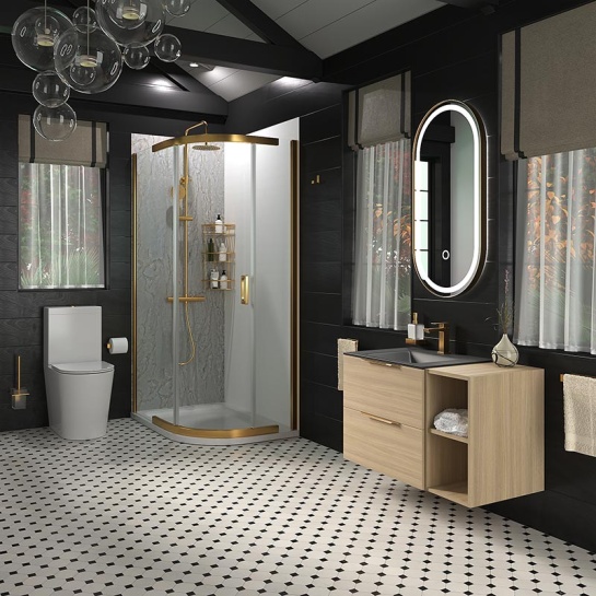 alani gold offset shower suite 900 black basin unit alani gold offset shower suite 900 black basin unit
