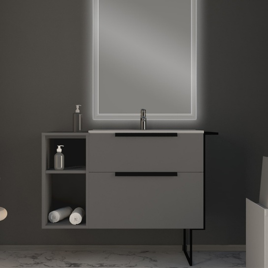 urban matt grey 740 vanity unit with side cabinet urban matt grey 740 vanity unit with side cabinet