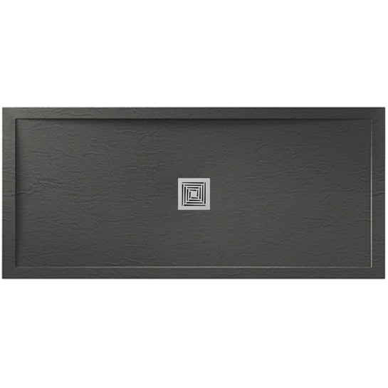 aqualavo 1600 rectangle shower tray black slate effect slimline chrome waste aqualavo 1600 rectangle shower tray black slate effect slimline chrome waste