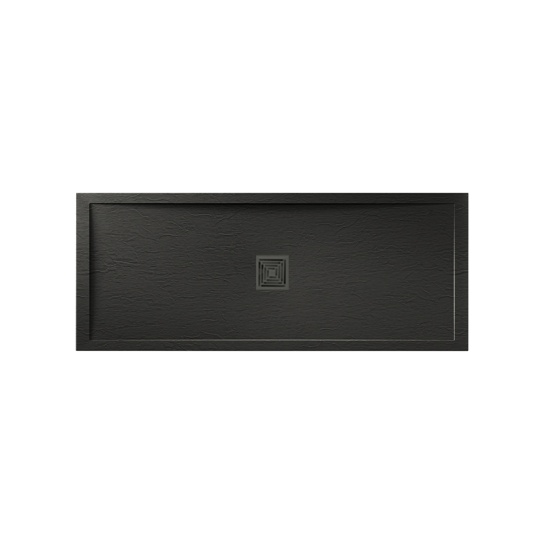 aqualavo 1200 rectangle shower tray black slate effect slimline black waste