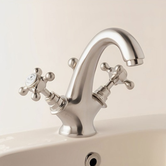 BC Designs victrion brushed nickel crosshead mono basin mixer tap