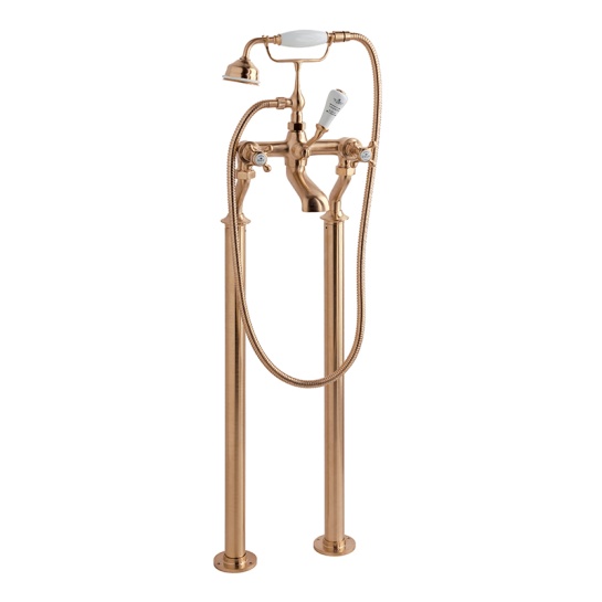 BC Designs victrion brushed copper crosshead deck mounted bath shower mixer tap BC Designs victrion brushed copper crosshead deck mounted bath shower mixer tap