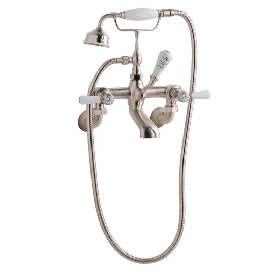 BC Designs victrion brushed nickel lever wall mounted bath shower mixer tap