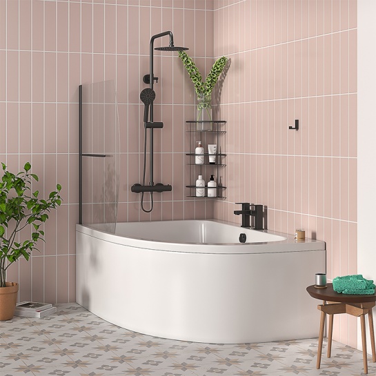 black curved bath screen black curved bath screen
