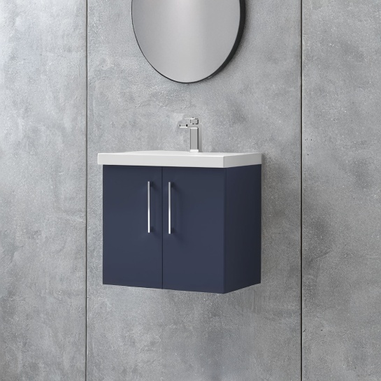 nuie arno indigo blue 600 wall vanity basin unit with doors nuie arno indigo blue 600 wall vanity basin unit with doors