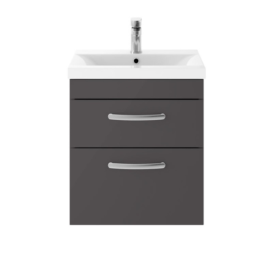 nuie athena grey 500mm wall hung vanity unit with two drawers nuie athena grey 500mm wall hung vanity unit with two drawers