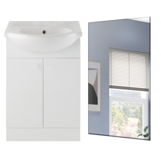 Luma 560mm Bathroom Suite with Floorstanding Vanity and Mirror Lifestyle Product Image for Luma Bathroom Pack with 560mm Vanity Unit and Mirror