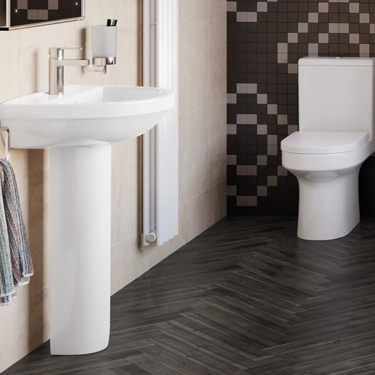 Aureus Ceramics Suite with Basin and Toilet 4-Piece Lifestyle Product Image for Aureus Ceramics Suite with Sink and Close-coupled Toilet