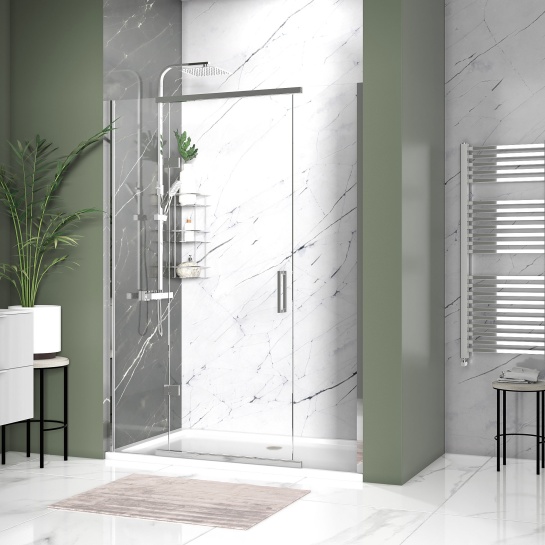 havana chrome 1500 inline hinged shower door