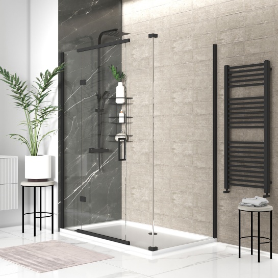 havana black 1600 inline hinged corner shower enclosure