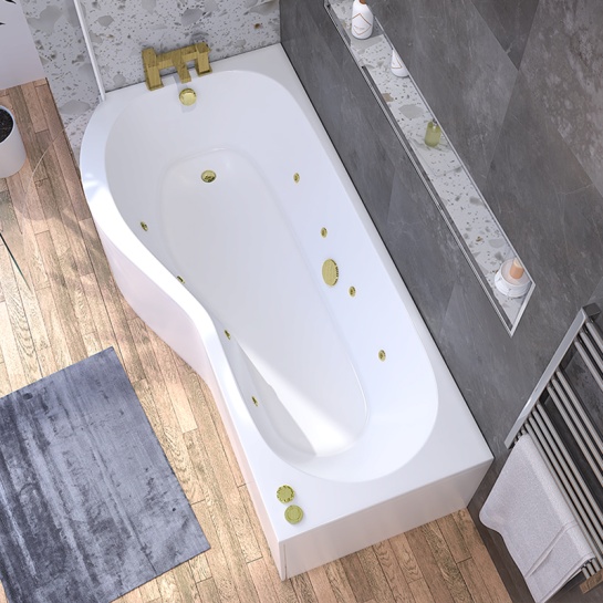 Ethan 1700 Left Hand P Shaped 8 Gold Whirlpool Jets Ethan 1700 Left Hand P Shaped 8 Gold Whirlpool Jets