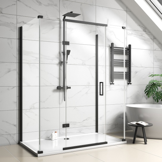 havana black 1600 inline hinged corner shower enclosure havana black 1600 inline hinged corner shower enclosure