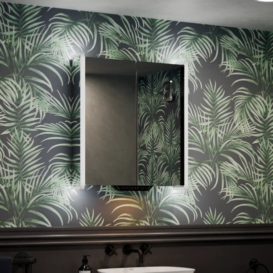Luka 700 x 600mm Mirror Cabinet with Lights and Alexa Main Lifestyle Image for Luka LED Mirror Cabinet 700 x 600mm