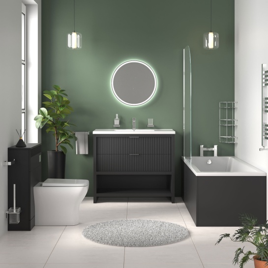 jasmine black 1000mm vanity unit with chrome handles, btw toilet unit and 1700 & 1800mm bath jasmine black 1000mm vanity unit with chrome handles, btw toilet unit and 1700 & 1800mm bath